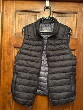 Hawke & Co Men's Black Quilted Puffer Vest with Gray Lining